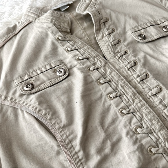 Dressbarn Military Inspired Cotton Utility Jacket Khaki Beige Size XL - Picture 15 of 16